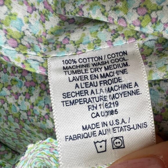 STEVEN ALAN Green Pink Shirt Cotton Floral Long Sleeve Button-Up USA S Small - Picture 8 of 8